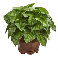 17" Taro Artificial Plant in Decorative Brown Planter