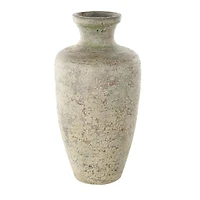 Brown Ceramic Vase with Green Accents