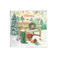 Stupell Industries Merry Christmas Winter Bench Wall Art