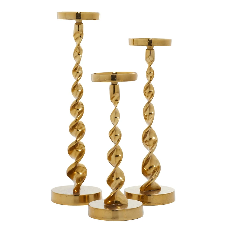 Gold Aluminum Coastal Candle Holder Set