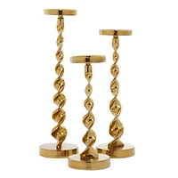Gold Aluminum Coastal Candle Holder Set