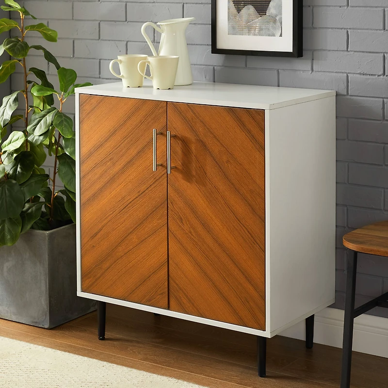 Walker Edison White Modern Bookmatch Accent Cabinet