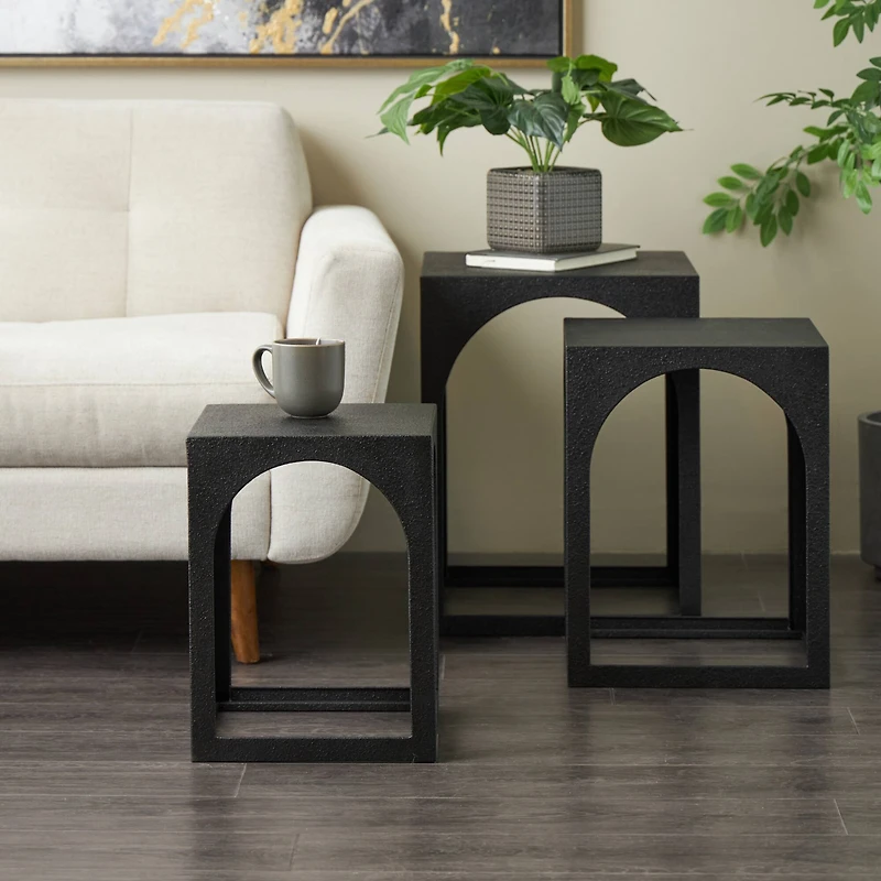 Metal Nested Accent Table with Large Arched Cutouts Set