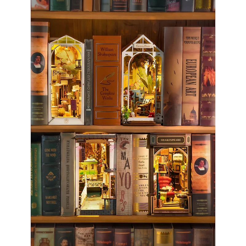 Rolife Bookstore Book Nook Shelf Insert DIY Miniature Kit