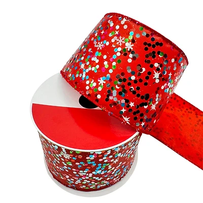 2.5" x 20ft. Red Holiday Glitter Wired Ribbon by Celebrate It®
