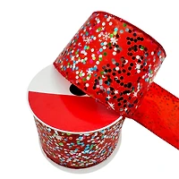 2.5" x 20ft. Red Holiday Glitter Wired Ribbon by Celebrate It®