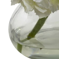 8.5" Cream Blooming Hydrangea in Glass Vase
