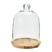 Hello Honey® 8.7" Glass Cloche with Mango Wood Base