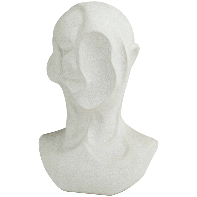 19" White Ceramic Cubist Inspired Head Sculpture