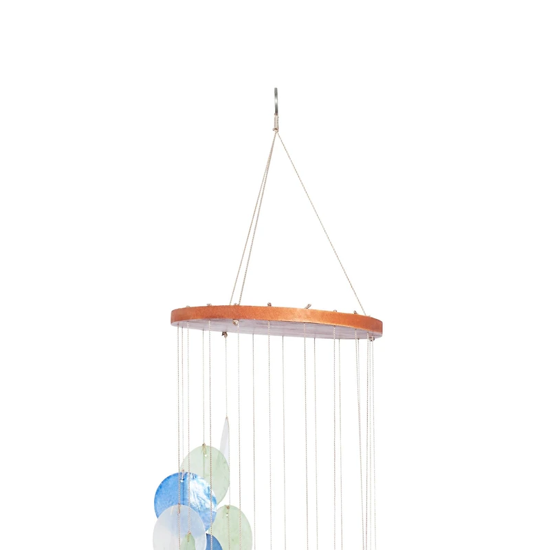 Natural Brown Capiz shell Coastal Windchime, 31"