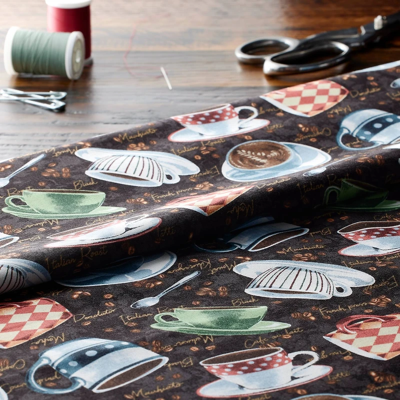 Feldman Brown Coffee Mug Toss Cotton Fabric