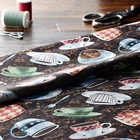 Feldman Brown Coffee Mug Toss Cotton Fabric