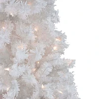 6.5ft. Pre-Lit Flocked White Spruce Artificial Christmas Tree, Clear Lights