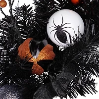 24'' Unlit Orange Ornaments and Ghost Halloween Pine Wreath