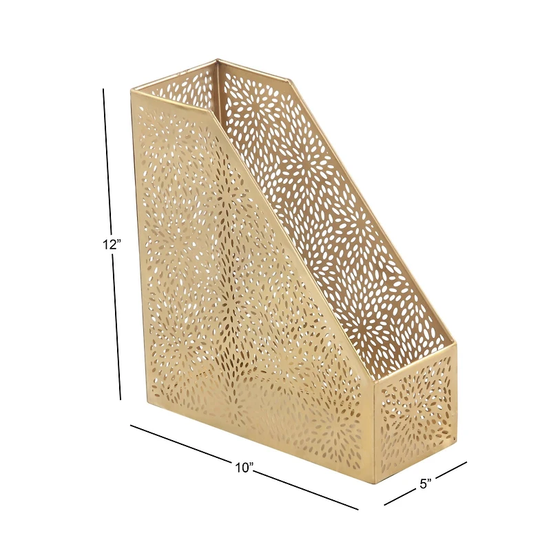 CosmoLiving by Cosmopolitan 12" Gold Iron Glam Magazine Holder