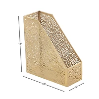 CosmoLiving by Cosmopolitan 12" Gold Iron Glam Magazine Holder
