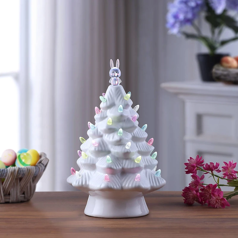 Mr. Cottontail White 13" Ceramic Easter Bunny Tree