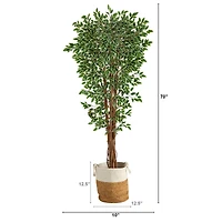 6ft. Variegated Ficus Tree in Handmade Natural Jute & Cotton Planter