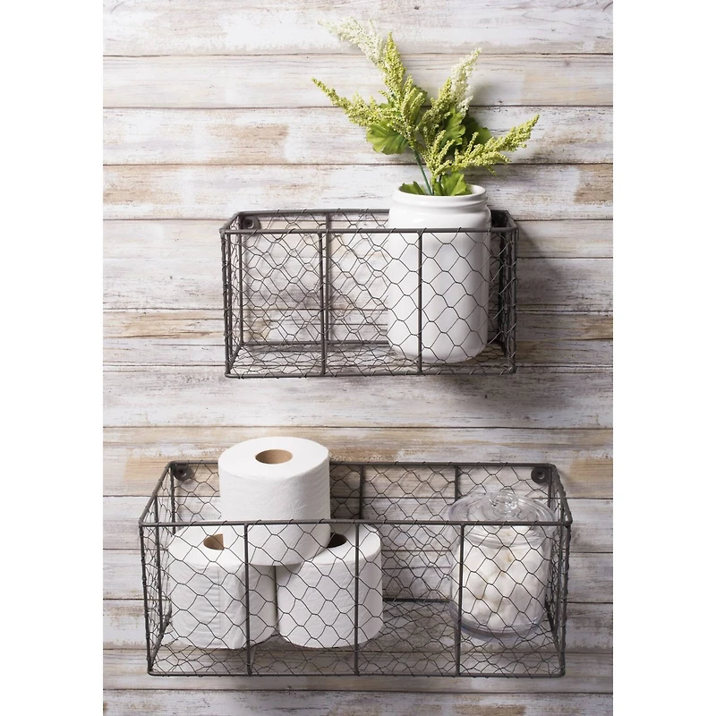 DII® Gray Wall Mount Chicken Wire Basket Set