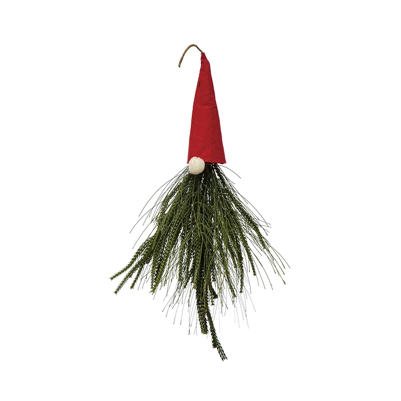 Hello Honey® 21" Faux Pine & Red Fabric Gnome Wall Hanging