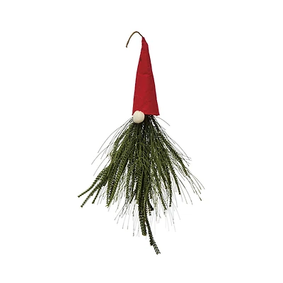 Hello Honey® 21" Faux Pine & Red Fabric Gnome Wall Hanging