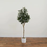 6ft. Artificial Olive Tree with White Decorative Planter