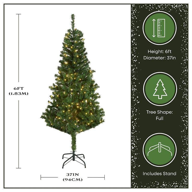 6ft. Pre-Lit Feel Real® Linden Spruce Artificial Christmas Tree, Warm White LED Lights