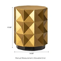 Glitzhome® 17" Antique Gold Geometric Side Table