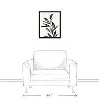 Distressed Green Leaves Black Framed Canvas