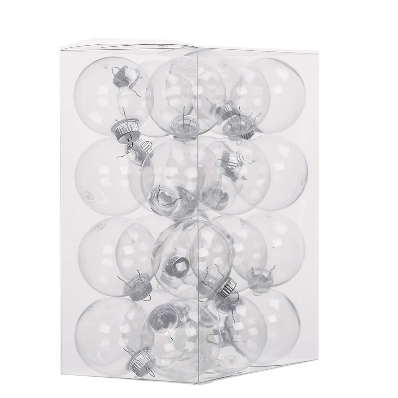 24 Pack 2.75" Clear DIY Plastic Ball Ornaments by Make Market®