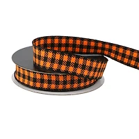 5/8" x 4yd. Orange & Black Check Ribbon by Celebrate It® Halloween