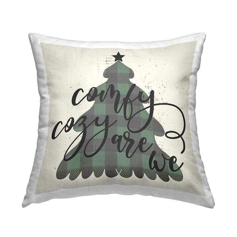 Stupell Industries Comfy Cozy Are We Plaid Tree Throw Pillow