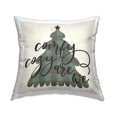 Stupell Industries Comfy Cozy Are We Plaid Tree Throw Pillow