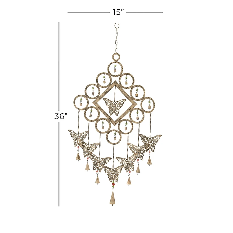 Brass Butterflies Metal Eclectic Windchime