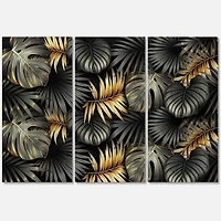 Designart - Black and Gold Tropical Leaves II