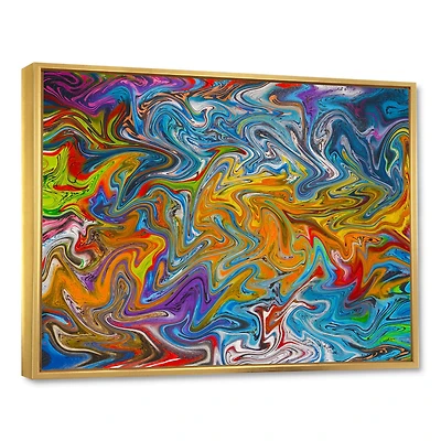 Designart - Fractal Flowing Colors - Contemporary Framed Canvas Art Print