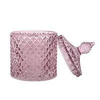 5" Pink Diamond Beveled Glass Container with Lid by Ashland®