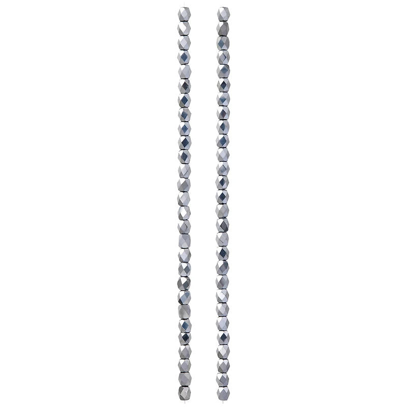 12 Pack: Silver Iridescent Glass Tube Beads, 4mm by Bead Landing™