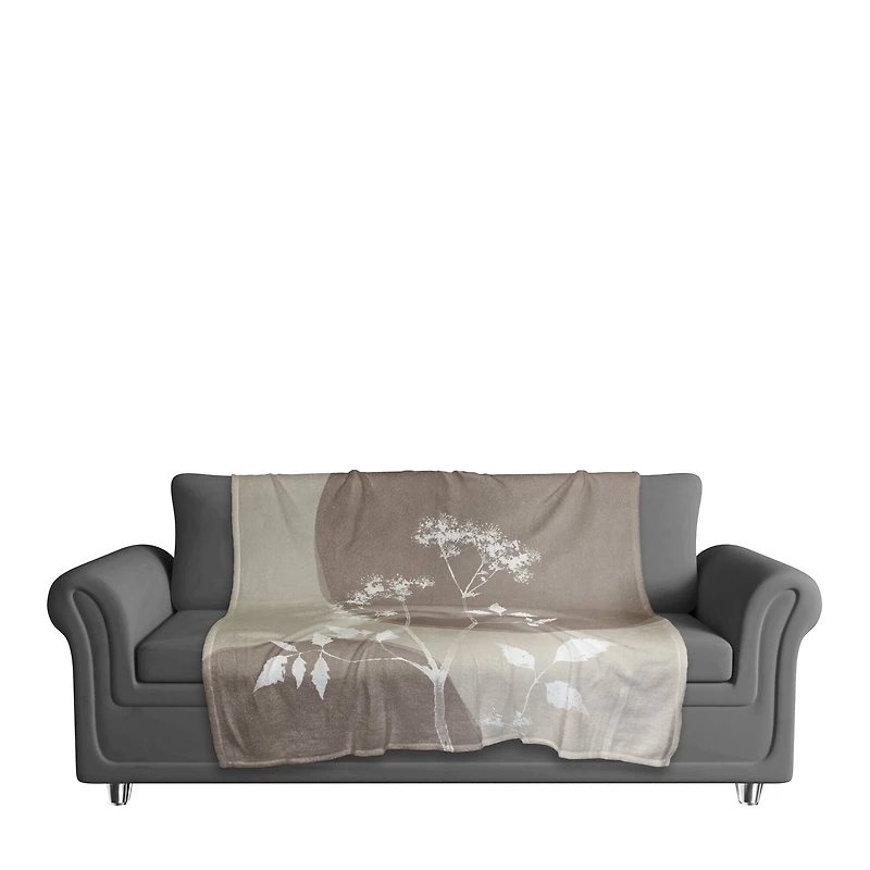 50" x 60" Neutral Boho Botanical Coral Fleece Throw Blanket