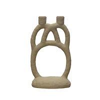 Hello Honey® 12" Ivory Modern Sculptural Double Taper Candle Holder