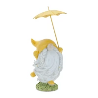 Whimsical Dancing Garden Gnome Figurines with Umbrellas Set