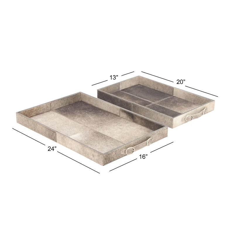 Gray Wood Traditional Tray Set