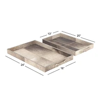 Gray Wood Traditional Tray Set