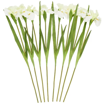 35" White Iris Artificial Flower Stem, 8ct.