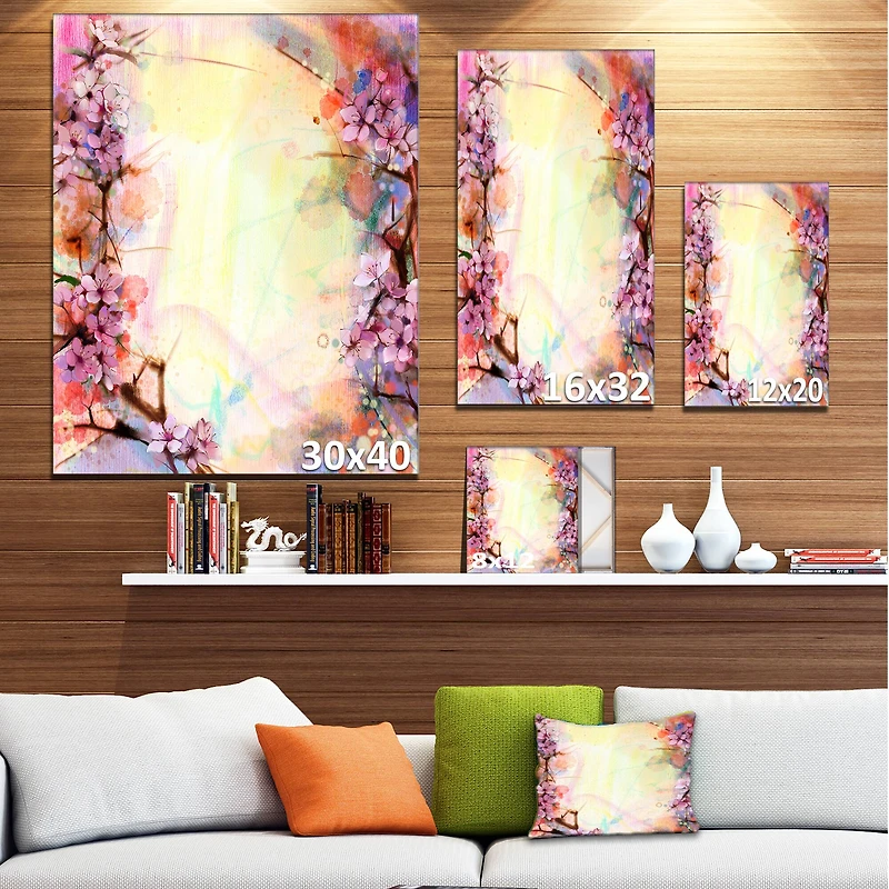 Designart - Pink Sakura on Blurred Background
