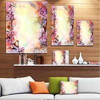 Designart - Pink Sakura on Blurred Background