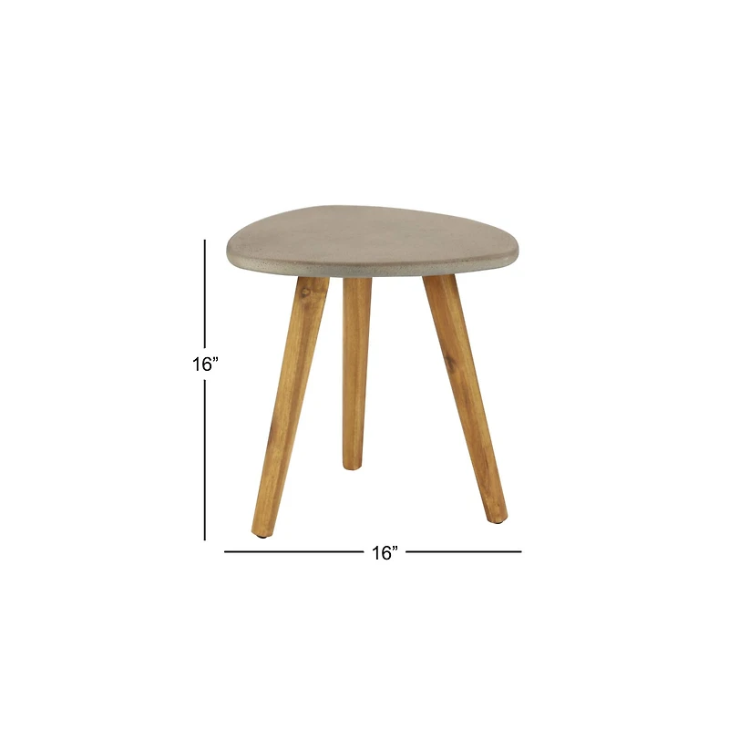 16" Gray Wood Modern Outdoor Accent Table