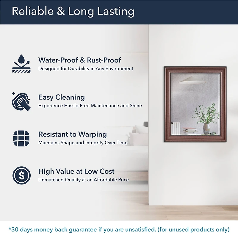 Head West Deep Cherry 28" x 34" Framed Beveled Accent Vanity Mirror