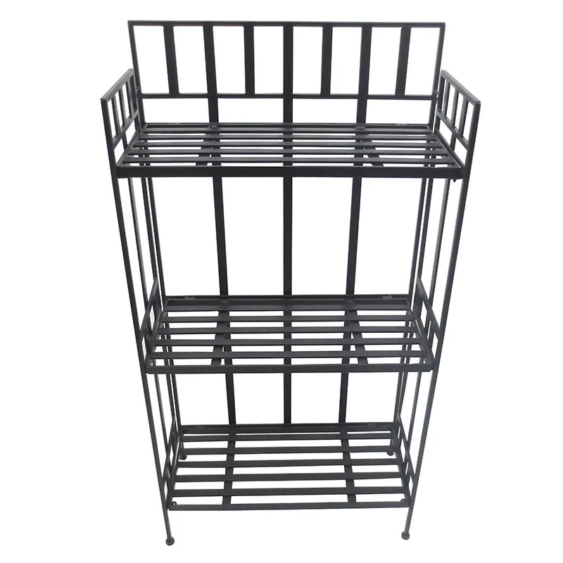 Santa's Workshop 46" Black Iron 3-Tier Shelf