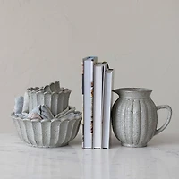 Hello Honey® 2.5qt. Antique White Stoneware Fluted Pitcher